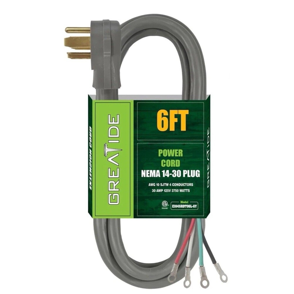 4 Prong Dryer Cord 6 Ft 10/4 SRDT 30 Amp Appliance Extension Power Cord NEMA ...